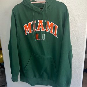 Embroidered University of Miami drawstring hoodie sweatshirt